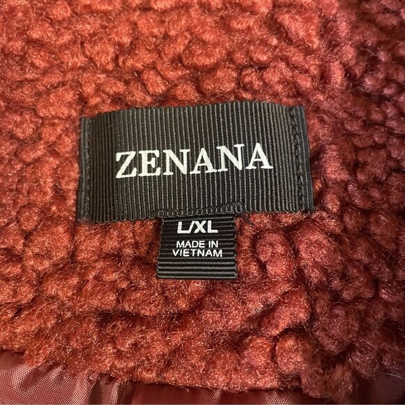 Zenana Teddy Sherpa Coat LXL Brown Double Breasted Fall Cozy Gorpcore Jacket - Picture 3 of 9